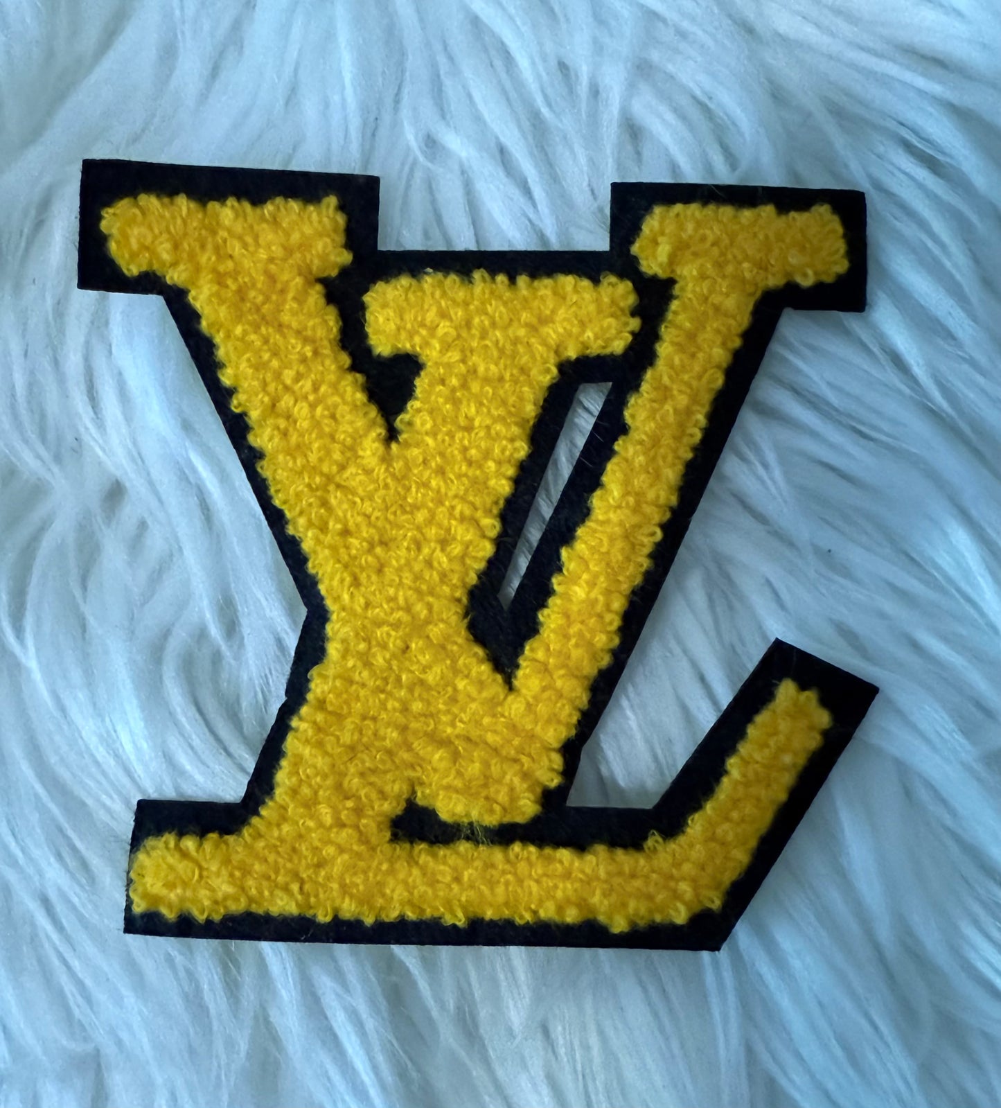 Yellow LV Fluffy Iron On Patch