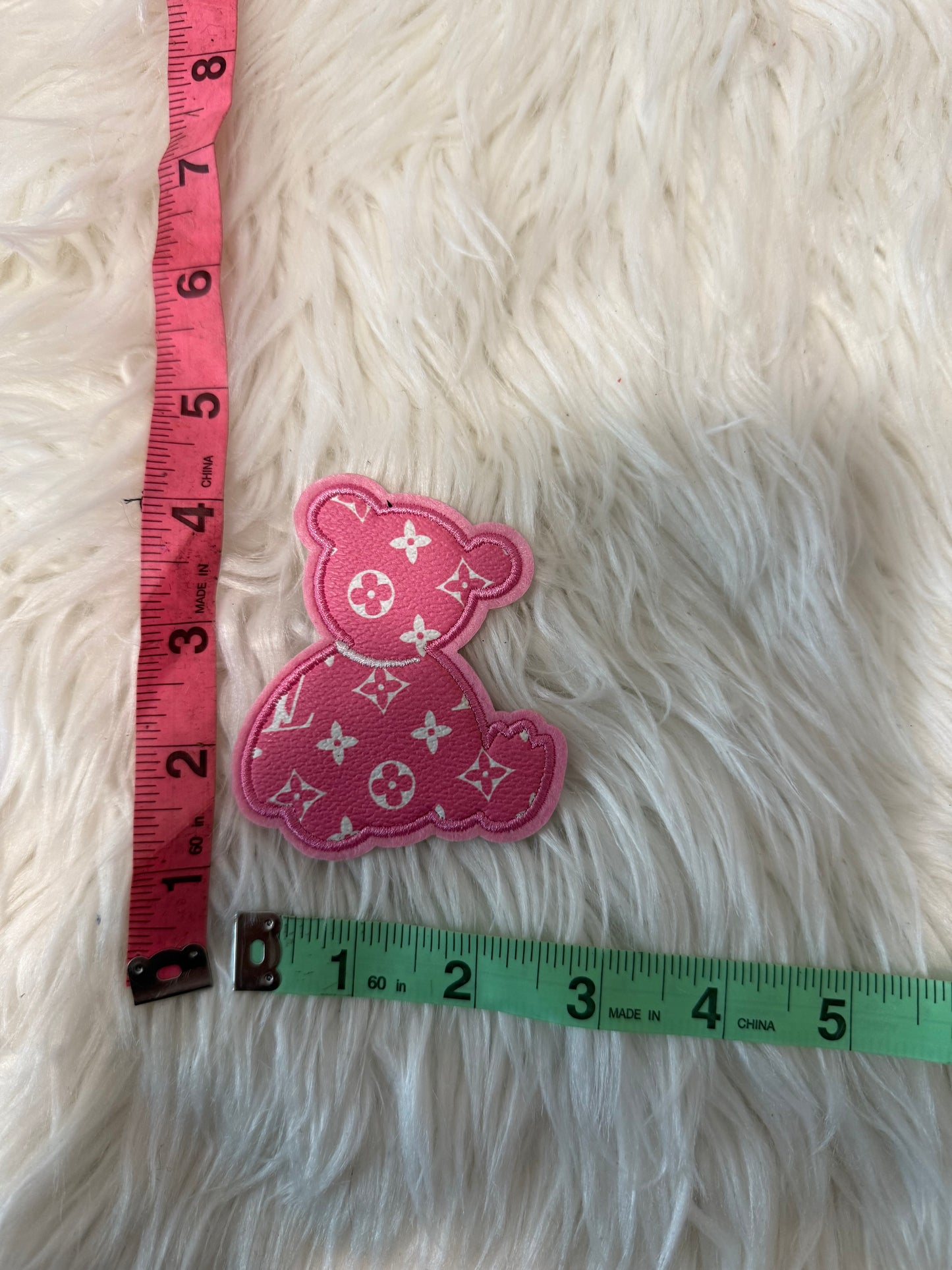 Pink LV FAUX LEATHER IRON ON PATCH