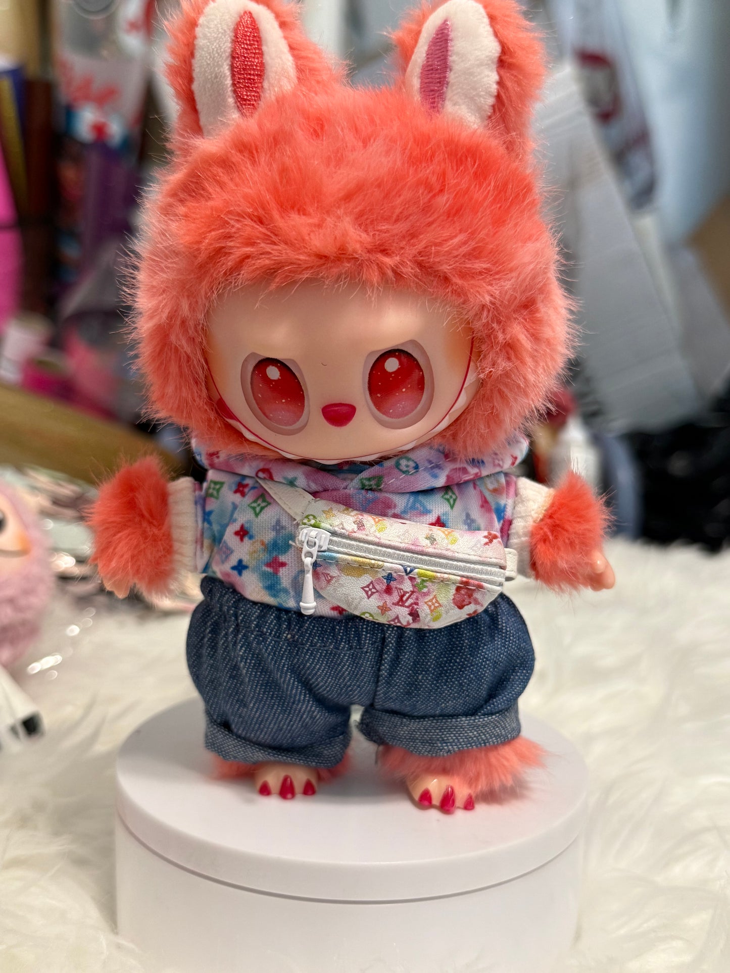 LABUBU WITH WHITE LV OUTFIT