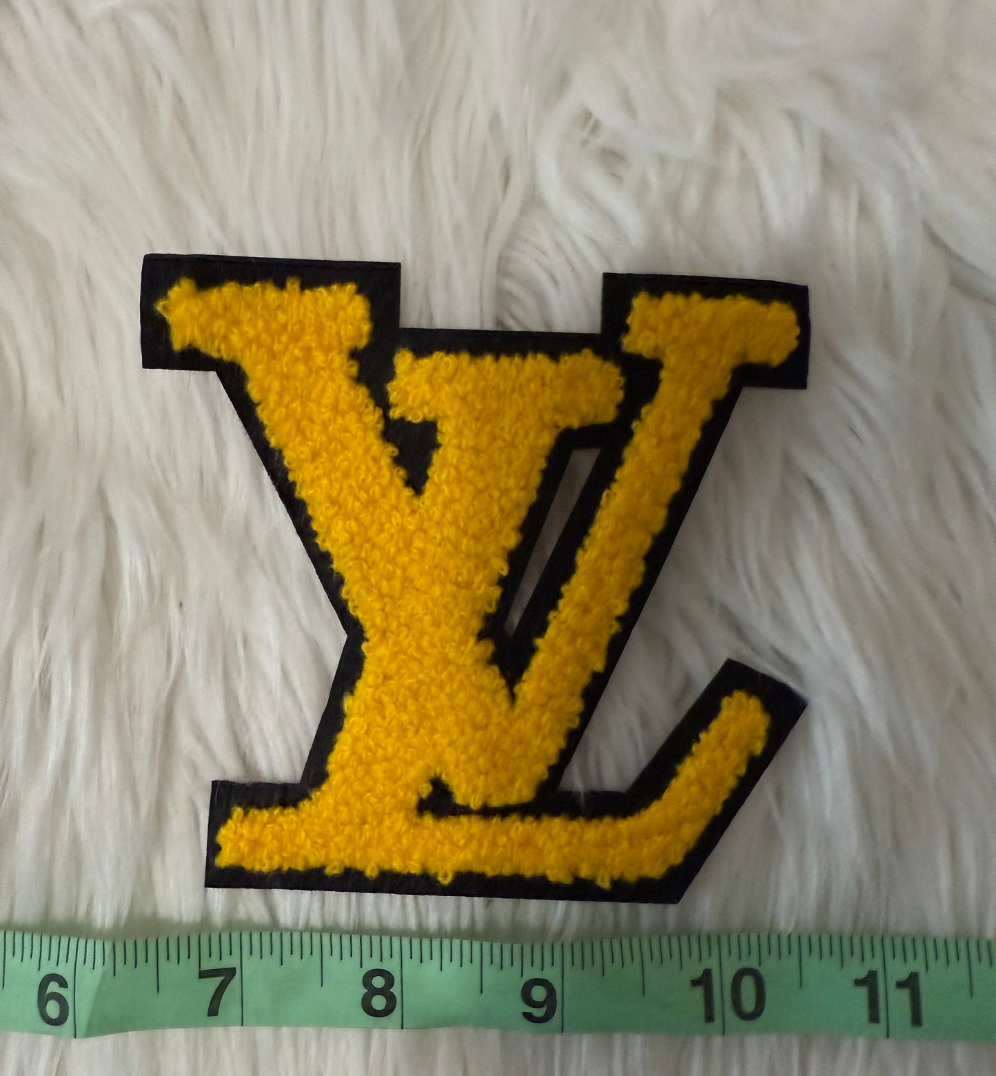 Yellow LV Fluffy Iron On Patch