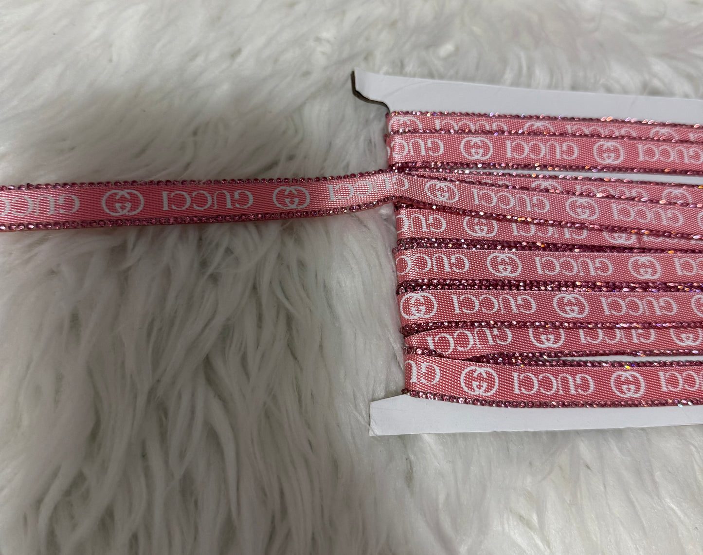 Pink GG iron on ribbon 24 inches