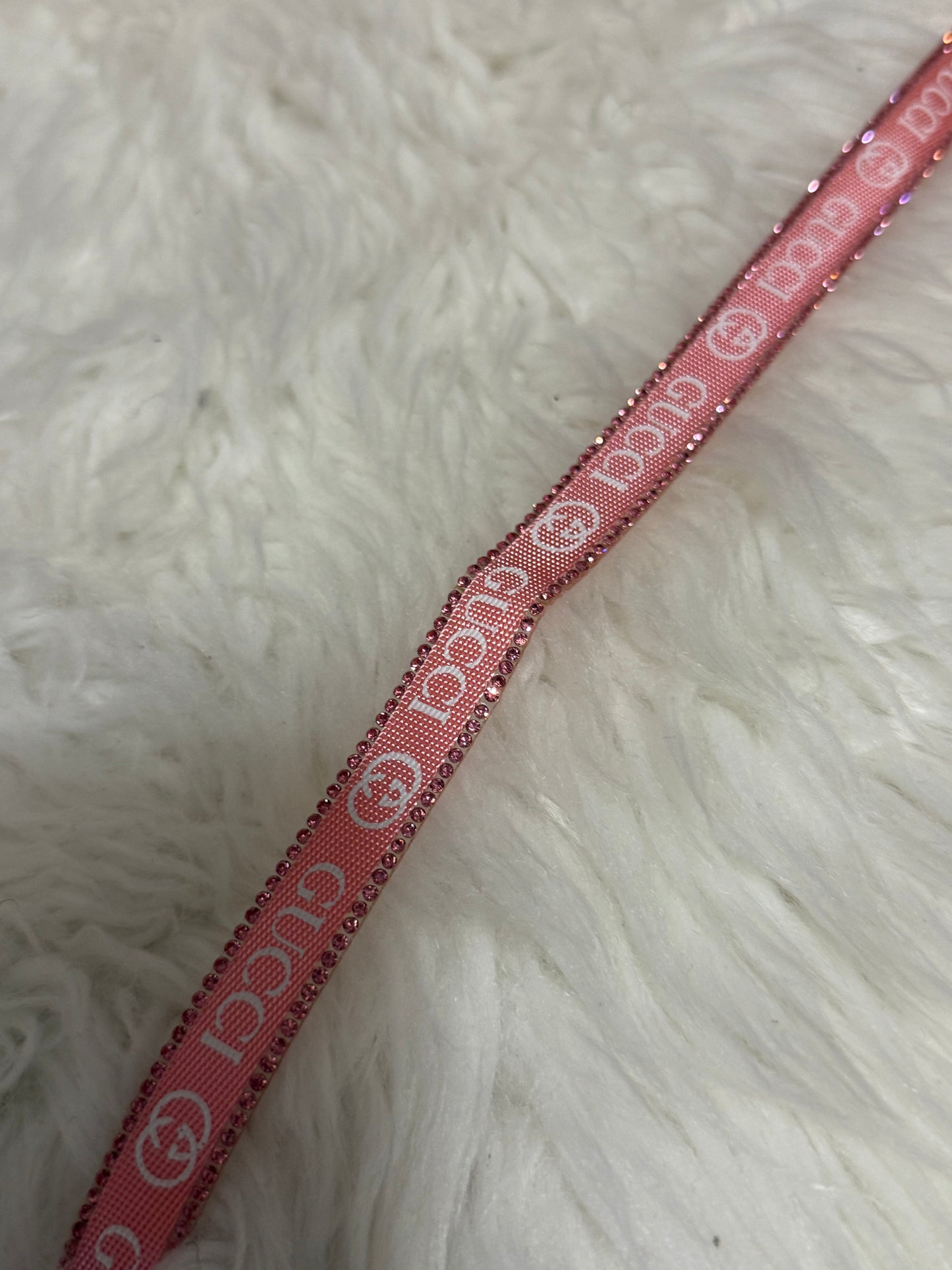 Pink GG iron on ribbon 24 inches