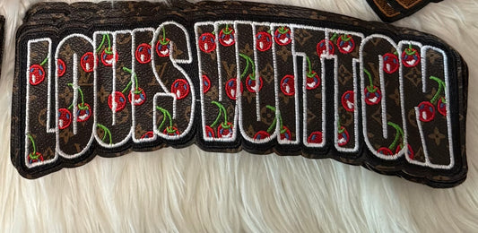 Large LV BROWN CHERRY Faux  leather PATCH
