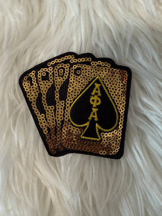 Alpha sequins iron on patch