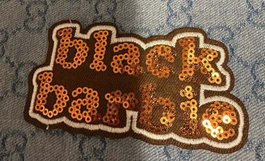 Black Barbie brown sequins iron on patch