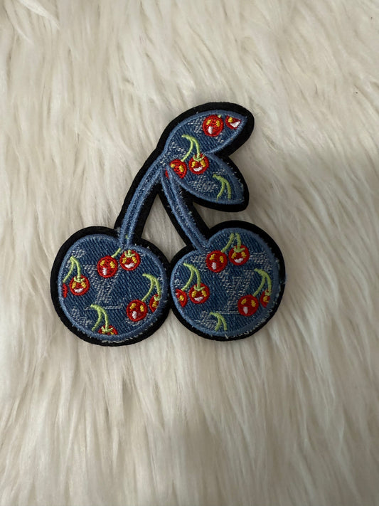 Denim LV Cherry iron on patch