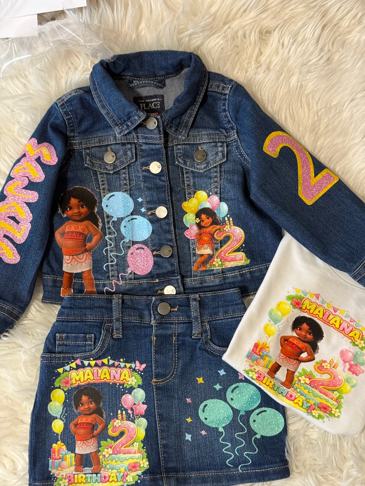 Denim 3 piece Custom skirt set
