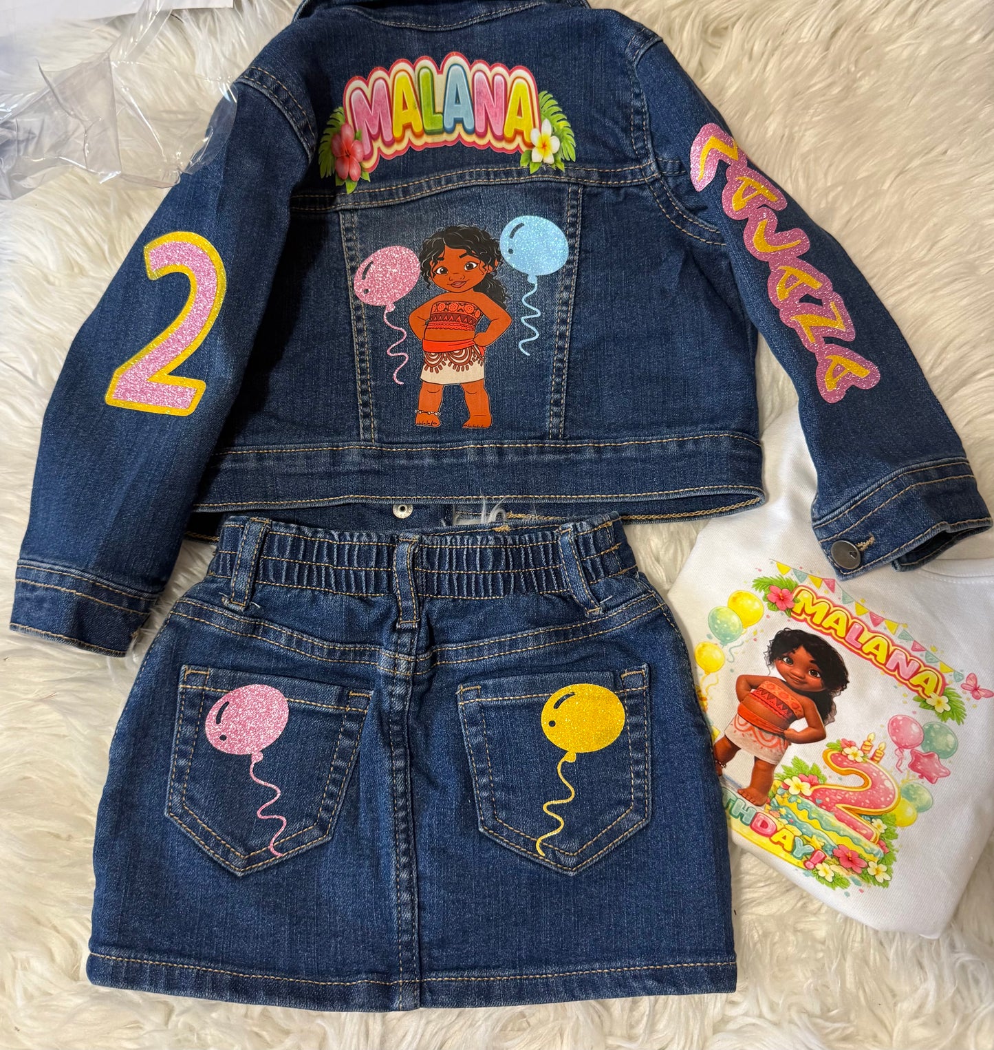 Denim 3 piece Custom skirt set
