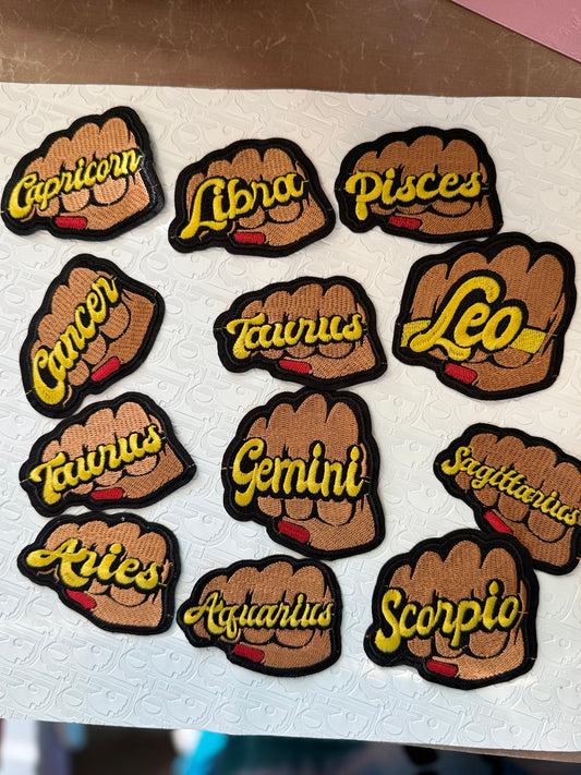 Fist sign iron on patch