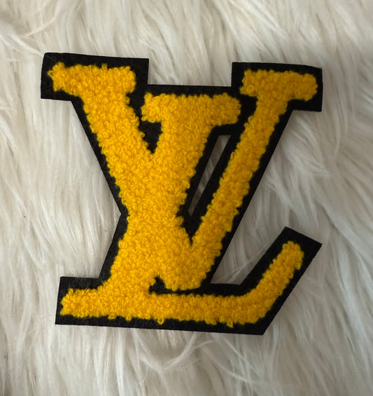 Yellow LV Fluffy Iron On Patch