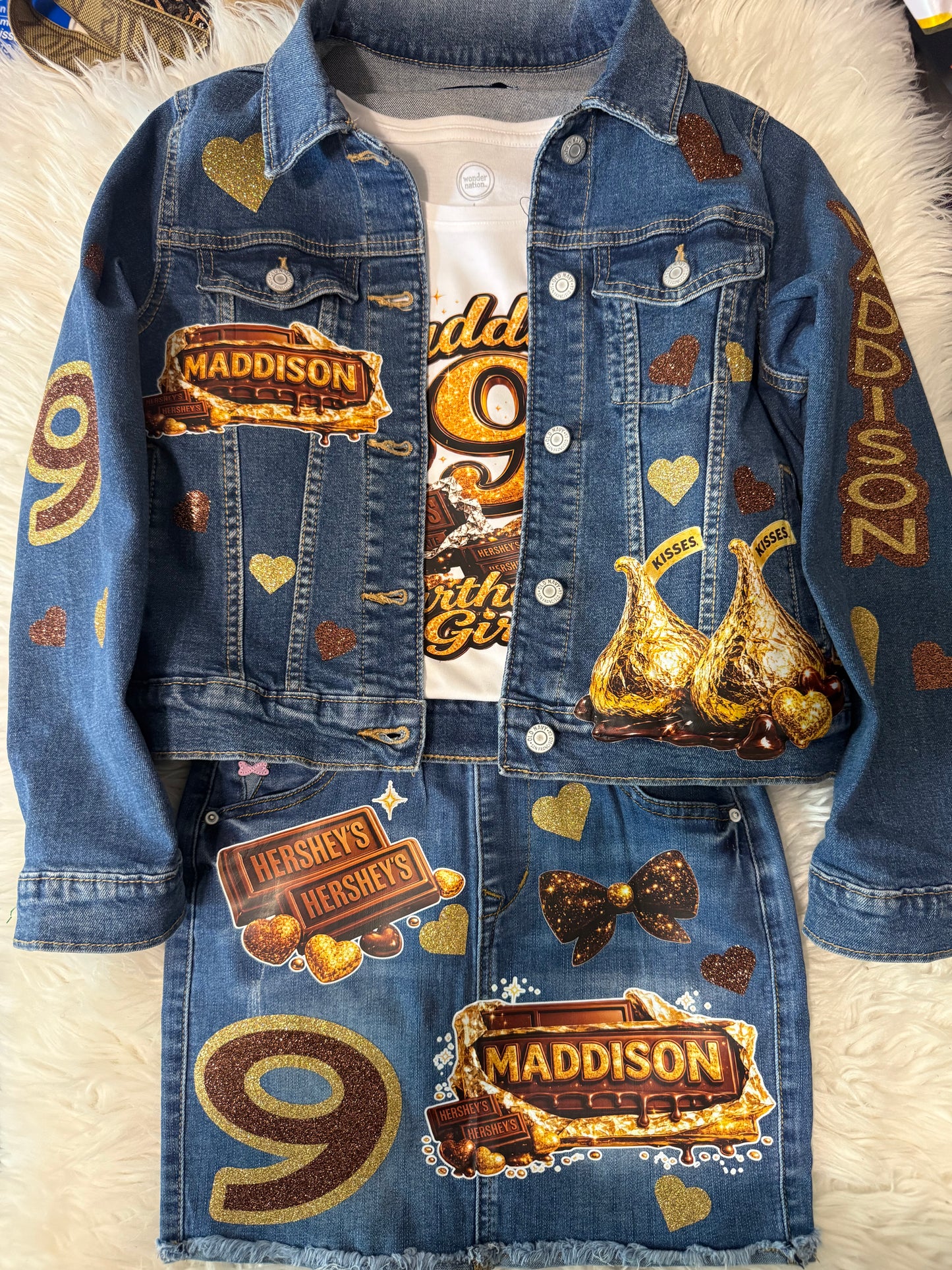 Denim 3 piece Custom skirt set