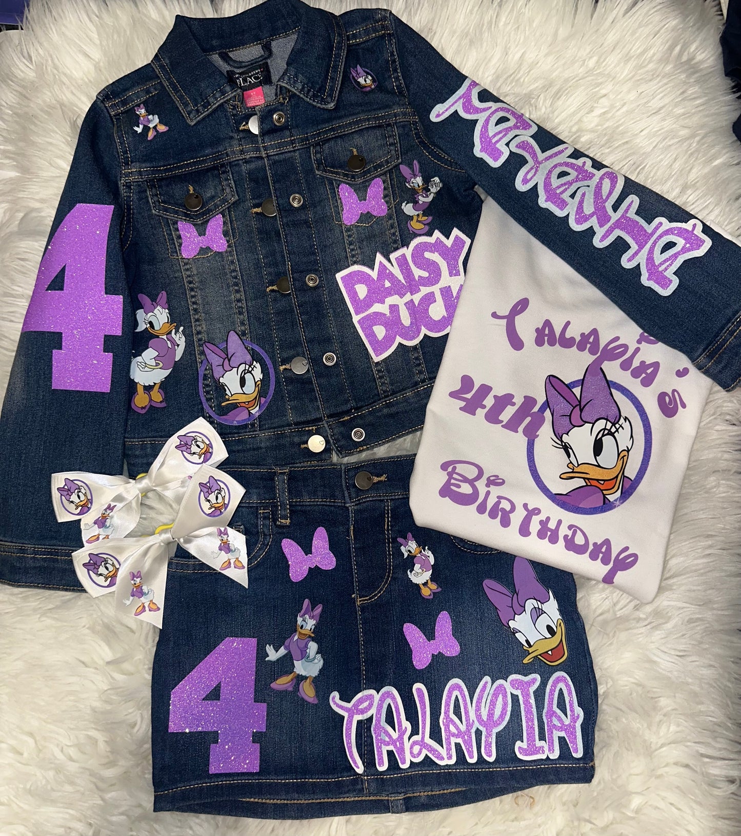 Denim 3 piece Custom skirt set