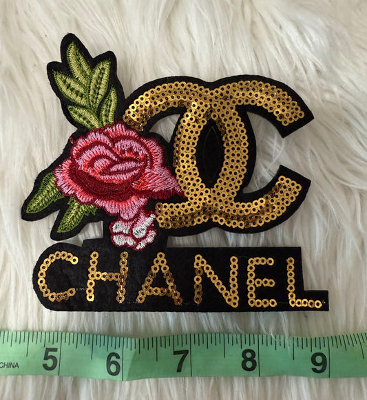 Chanel gold & black sequins iron on patch
