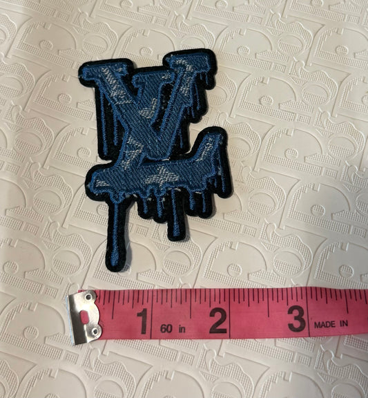 Denim LV drip iron on patch