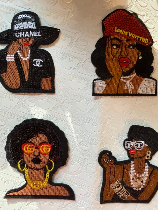 Designer ladies iron patches set of 4