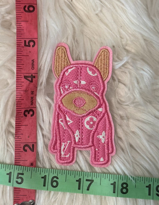 Pink LV dog iron on patch