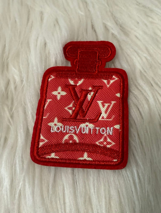 Red LV Cologne bottle iron on patch