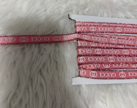 Pink GG iron on ribbon 24 inches